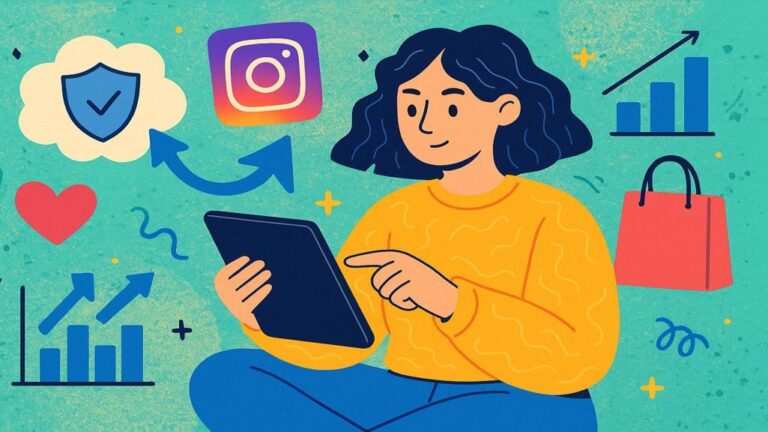 A woman who is surfing on Instagram for her brand page