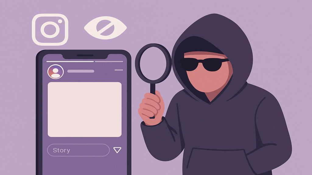 A user who holds a magnifier to see Instagram Stories